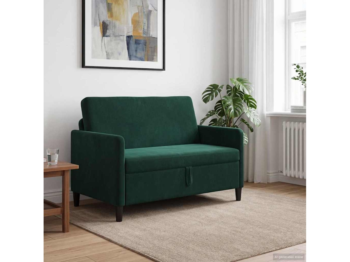 Vidaxl Sofa Com Armazenamento Verde-escuro 122 X 78 X 87 Cm Poliéster