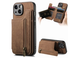 Capa Para Iphone 15 Plus Pele Sintética Castanho