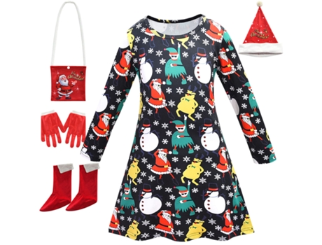 Trajes de Natal Cosplay Conjunto de Vestido Infantil 120