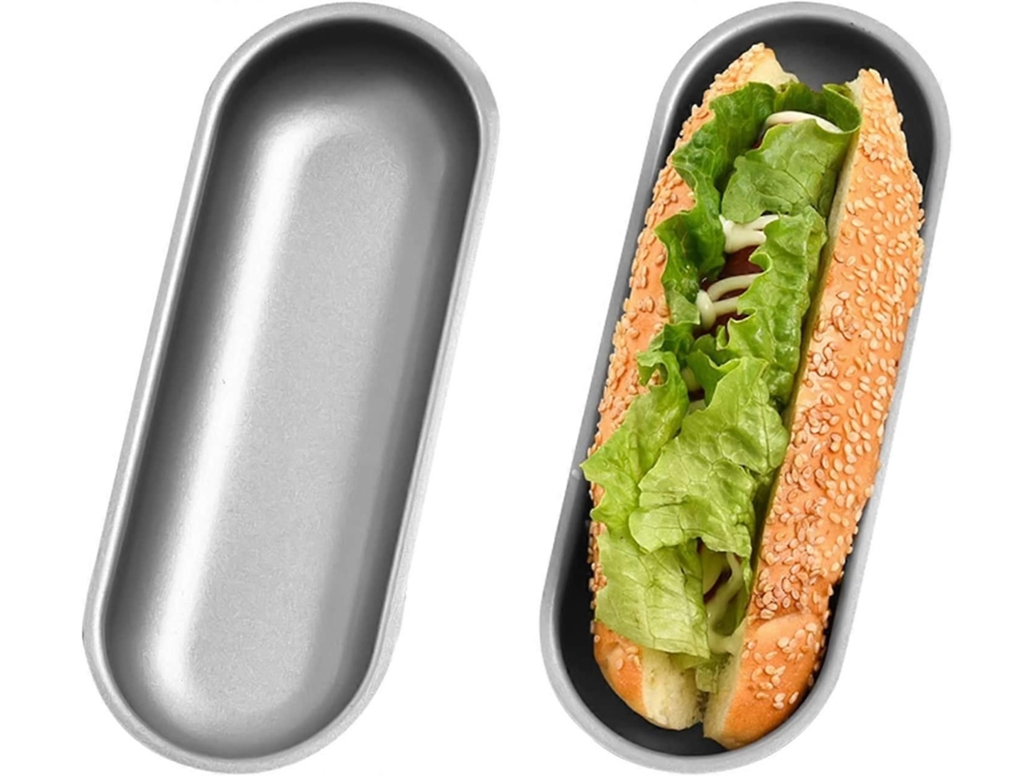 Forma De Assar Pão Para Cachorro-quente Em Aço Carbono, 7 Polegadas, Antiaderente, Pacote Com 2