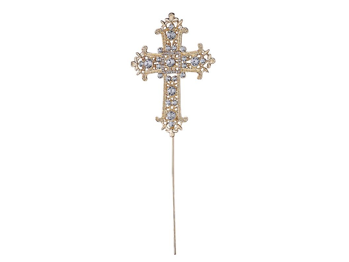 1pcs Topper De Bolo Com Cruz De Diamante
