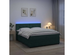 Vidaxl Cama Box Spring Com Colchão Verde-escuro 140 X 190 Cm Veludo
