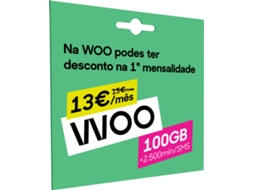 Cartão SIM Pré-Pago WOO 100GB