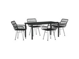 Conjunto 5 De Jantar De Jardim Vidaxl Preto Vime Poliéster