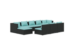 Maison Exclusive - 10 Pcs Conjunto Lounge De Jardim C/ Almofadões Vime Pe Preto