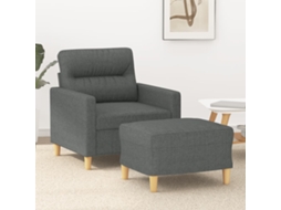 Vidaxl Poltrona Com Apoio De Pés 60 Cm Tecido Cinzento-escuro