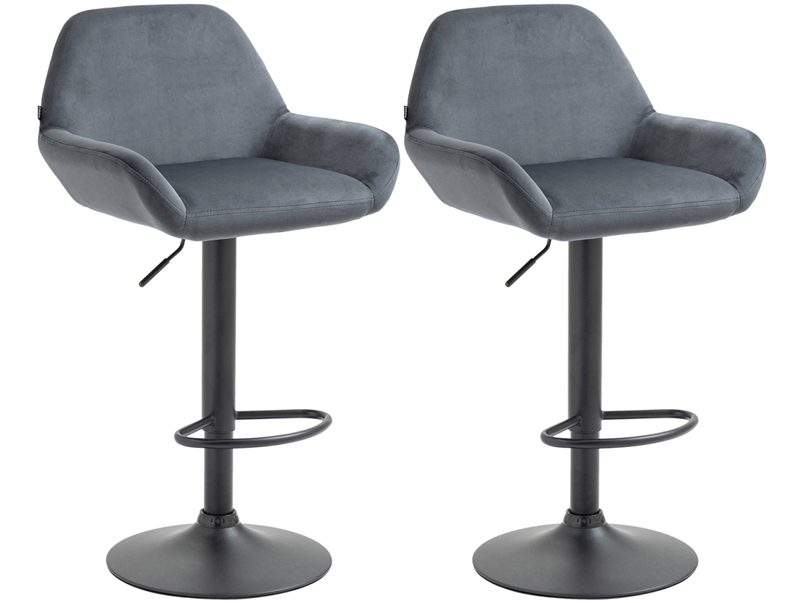 Conjunto de 2 banquetas/apoios para os pés em metal preto em formato de arco com assentos em veludo cinza escuro 10_0004034