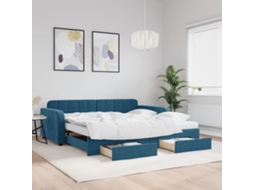 Sofá cama con cajones 100x200 cm Terciopelo Azul