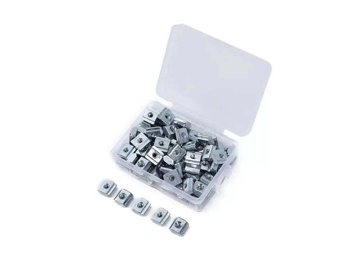 Conjunto De 100 Porcas Ranhura Em T M3, M4, M5 E M6, Fixações Galvanizadas Para Extrusões De Alumínio Da Série 20 Cnc E