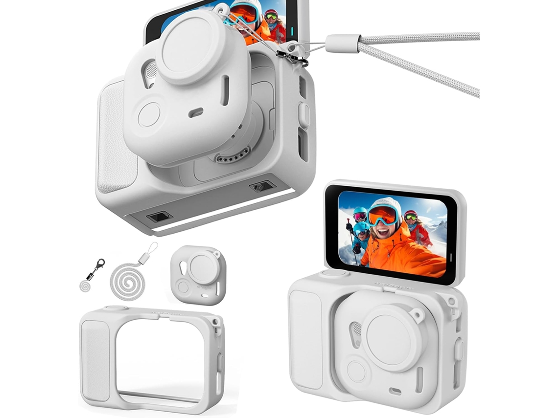 Capa Silicone HEXINYIGJLY para Insta360 Go Ultratampa Objetiva Incluída, Aderência Reforçada Branco