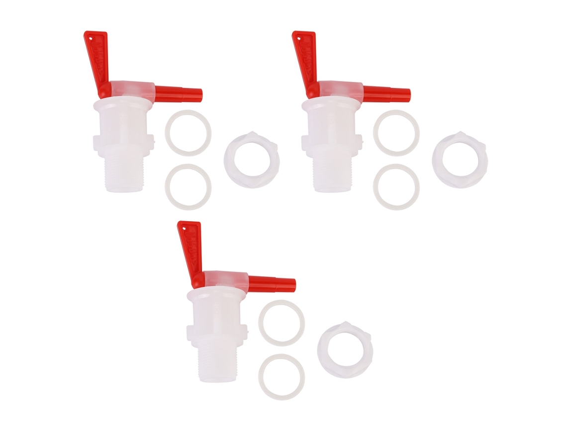 3pcs Torneira de Cerveja Plástica para Barril de Garrafagem Caseira com Acessórios | S/MARCA
