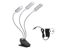 Luz de crescimento LED 3 cabeças ajustável 360° 72W para plantas, jardim interior