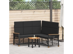 Vidaxl Conjunto De Sofá Reclinado Para Jardim Preto 164 X 164 X 112 Cm