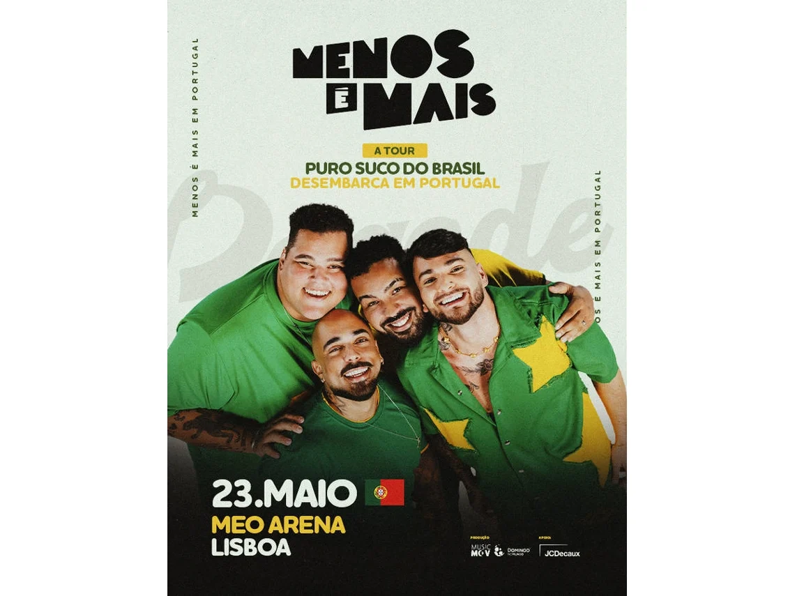 Bilhete Menos é Mais – Tour Puro Suco do Brasil | Lisboa