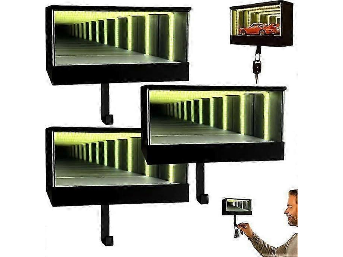 Chaveiro Infinity Garage, Suporte de Chaves com Espelho Infinito e Luz Led para Parede BRILVIBERA