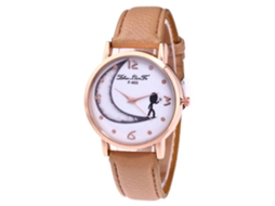 Reloj De Mujer Zhoulianfa De Cuero Pu Dial Redondo De Cuarzo Beige