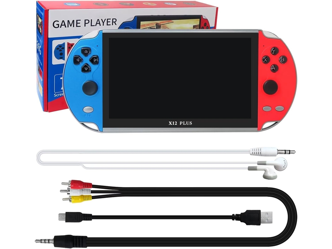 Console Portátil Retrô X12 com 10.000 Títulos Clássicos, 7 Polegadas AQUAFORGE