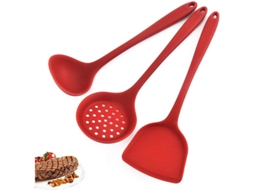 2026 conjunto de 3 Colheres de Silicone Resistentes Ao Calor para Assar, Cozinhar, Misturar Ferramentas de Cozinha (vermelho)