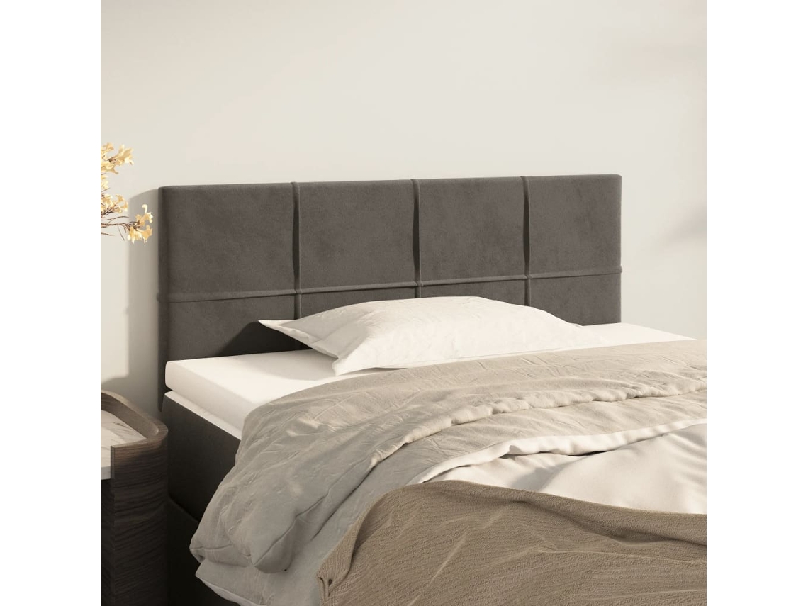 Vidaxl Cabeceira De Cama Veludo 90x5x78/88 Cm Cinzento-escuro