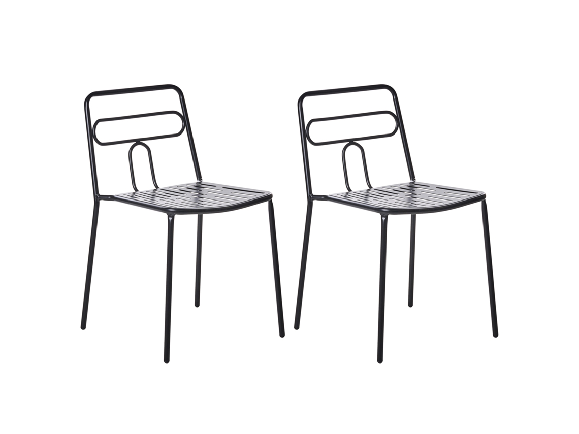 Conjunto De 2 Cadeiras De Jardim Beliani Agerola De Aço Preto 48x48x78