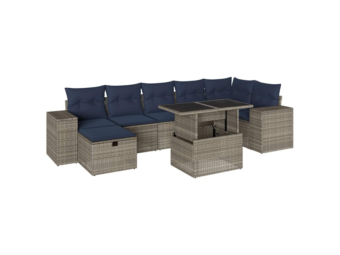 Conjunto de Sofá de Jardim, 8 Peças, Almofadas, Rattan Cinza MAISON EXCLUSIVE