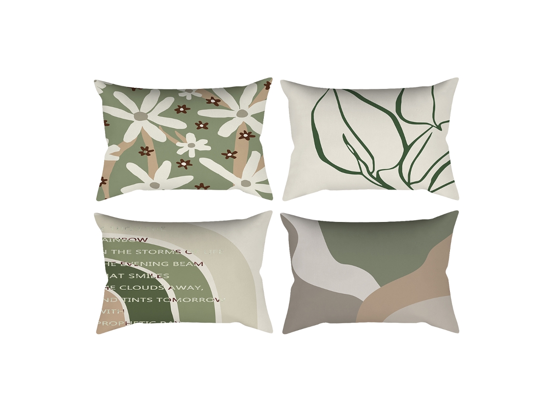 Jogo De 4 Capas Para Almofadas Com Estampa Floral Nórdica Abstrata, 12x20 Polegadas