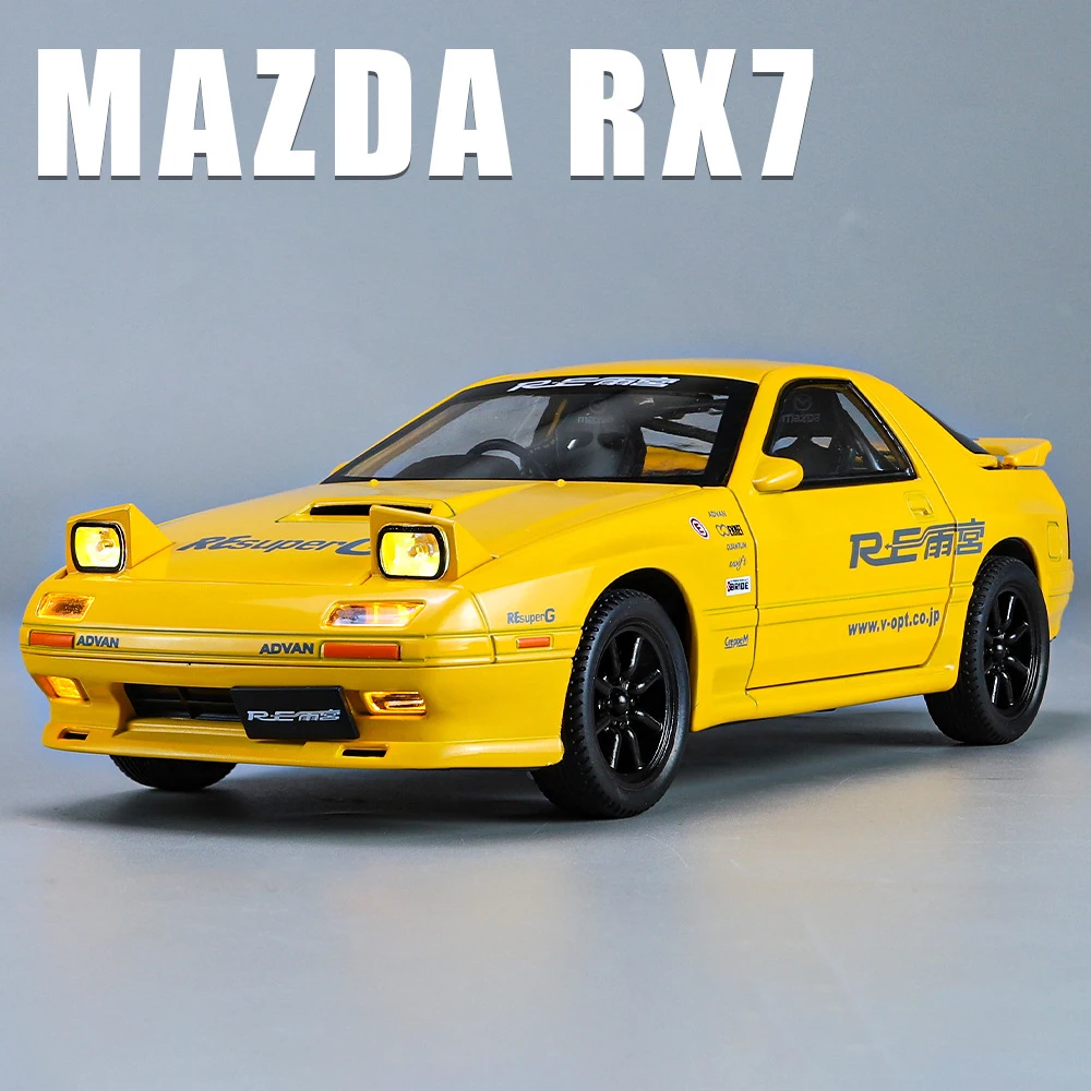 (amarelo) Miniatura Em Liga De Alumínio Na Escala 1:24 Do Mazda Rx7, Supercarro De Initial D, Em Metal.
