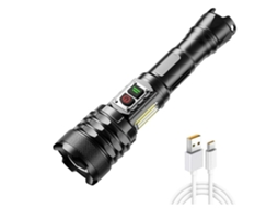 Lanternas Lanterna Led Super Brilhante com Luz Lateral Cob Lanterna Portátil Tática com Zoom 9 Modos À Prova D'água HALINUIA