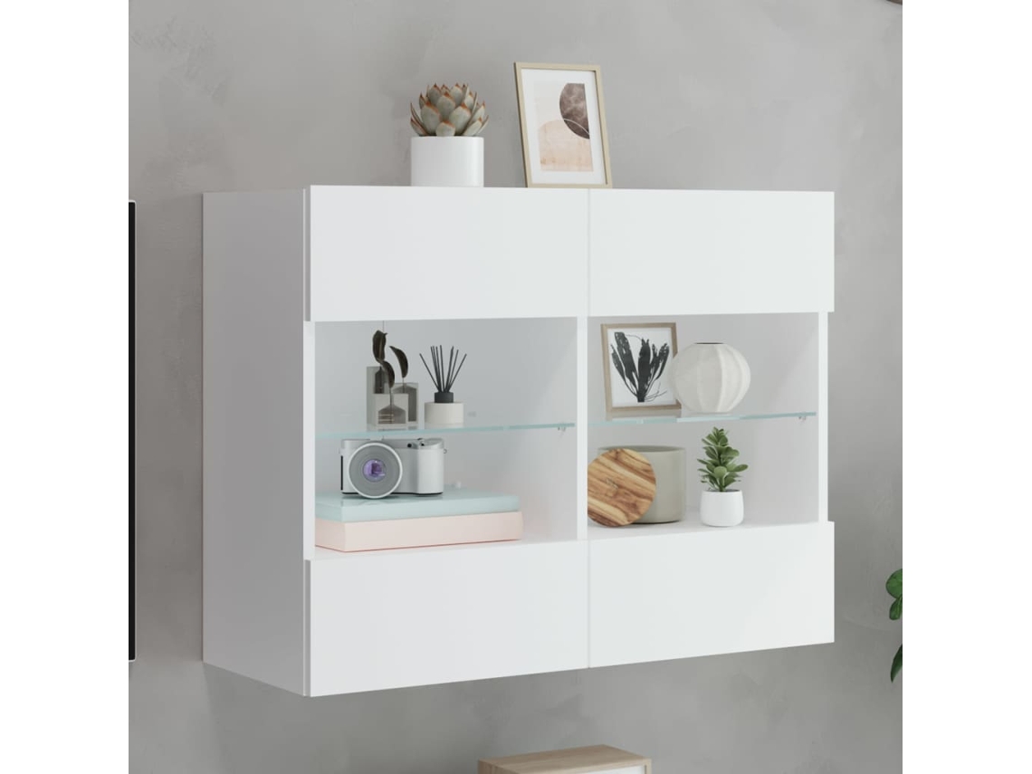 Vidaxl Móvel De Parede Para Tv Com Luzes Led 78,5x30x60,5 Cm Branco