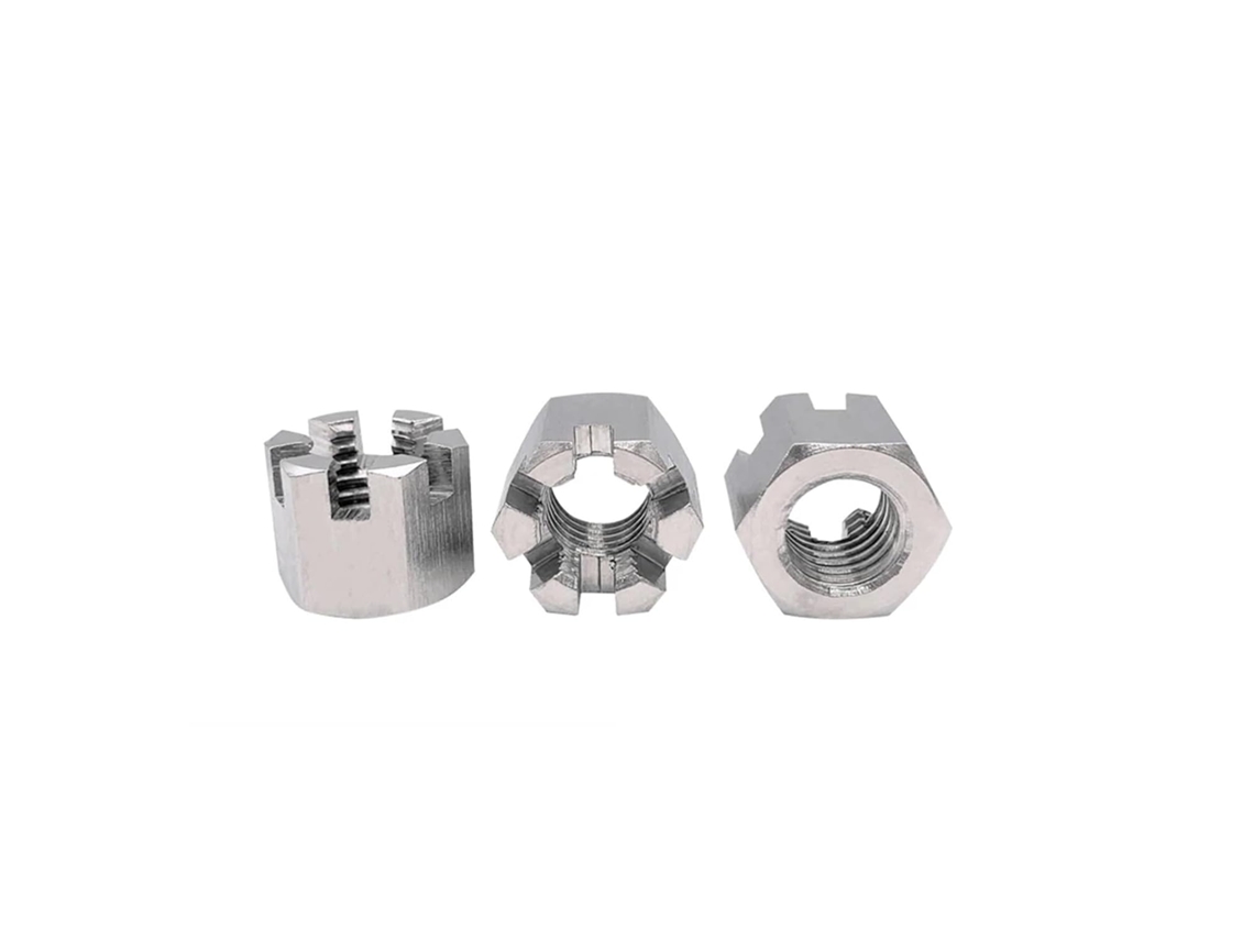 Porca Sextavada Com Fenda, 2 Peças, Aço Inoxidável 304 Tipo 1, Porcas