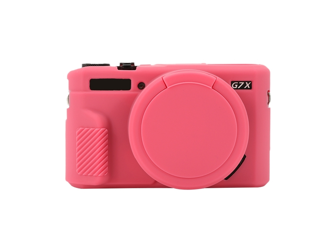 Capa Protetora de Silicone Macio para Canon Powershot G7x Mark Ii / G7x Ii / G7x2 com Tampa de Lente Vermelho Pêssego XIAOMOYU
