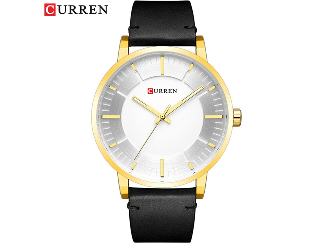 Relógio Unissex com Mostrador Grande, Modelo Simples de Quartzo com Pulseira de Couro. MDUG