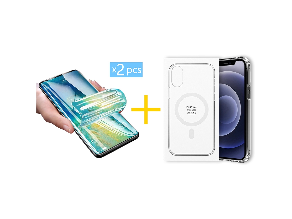 Pack 2 x Película de Hidrogel + Capa GANDY Apple iPhone 16 Pro Max Compatível com Magsafe Magnetic Transparente Clear