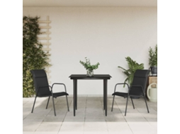 3 Pcs Conjunto De Jantar Para Jardim Aço E Textilene Preto Dkd Home Decor