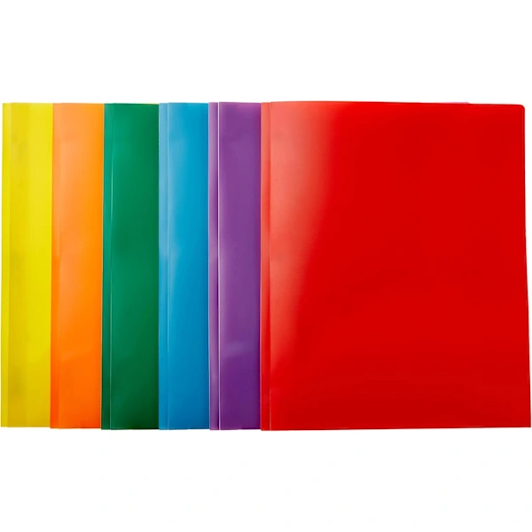 Pastas Plásticas Resistentes, Bolsas Para Documentos Para Escritório, Pastas Dobráveis​​ Com 2 Abas Para Tamanho Carta, Pacote Com 6 Unidades