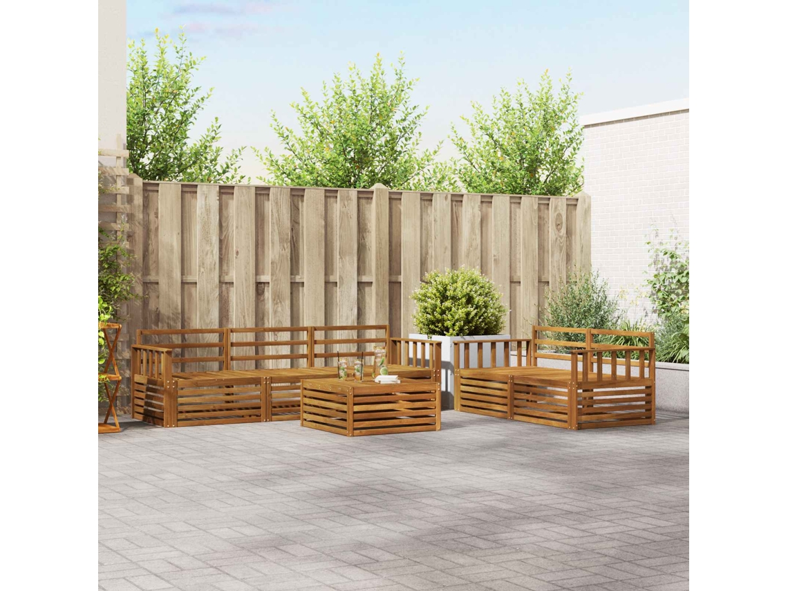 Vidaxl Conjunto De Sofás Para Exterior 6 Pcs Natural