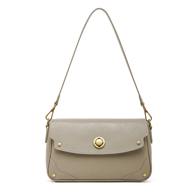 (3280-cáqui) Nova Bolsa Feminina Retrô De Luxo 2026, Bolsa De Ombro Feminina Em Couro Genuíno