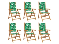 Maison Exclusive - Cadeiras Jardim Reclin. 6 Pcs Tecido/madeira Maciça Verde