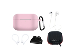 Capa de Silicone Gancho de Orelha Alça de Pescoço Suporte de Pulseira Mosquetão Rosa para Apple Airpods Pro 2/Airpods Pro 1 Rosa