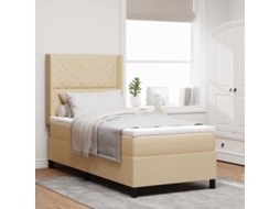 Vidaxl Cama Box Com Almofada Com Cabeceira Creme 200 X 100 Cm Tecido