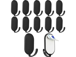 Ganchos Autoadesivos, 12 Peças, Em Aço Inoxidável, Sem Necessidade De Furar, Para Pendurar Roupas, Ganchos De Parede Autoadesivos Impermeável (pretos)