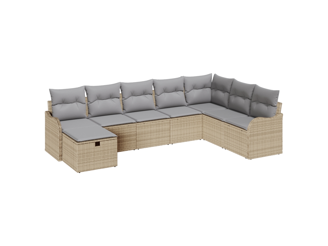 Conjunto 8 Conjunto De Móveis De Jardim Vidaxl Bege Vime Pe