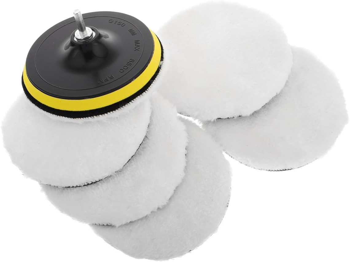 Topbathy Kit de Boina Lã Branca Healeved para Polimento Fino com Adaptador Furadeira e Aplicação Versátil em