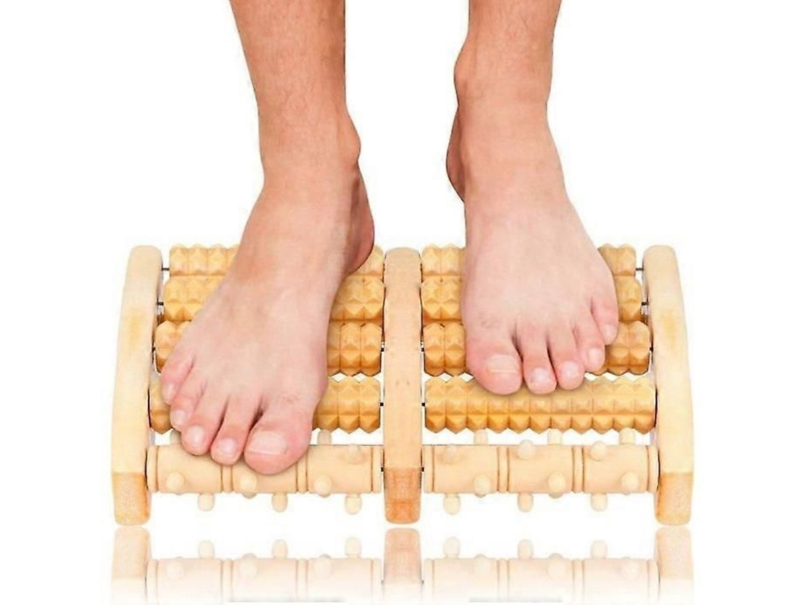 Massageador De Pés Theraflow Para Alívio Neuropatia E Fascite Plantar - Presente Ideal Mães Pais, Massagead Or Madeira Com Rol