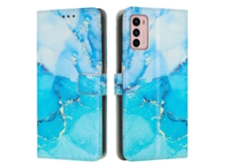 Capa De Couro Com Estampa De Mármore Pintada Para Motorola Moto G42