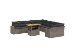 Conjunto de 11 Sofás de Jardim com Almofadas Vime Pe Cinza MAISON EXCLUSIVE