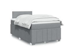Cama Boxspring Com Colchão 120x190 Cm Tecido Cinzento-claro