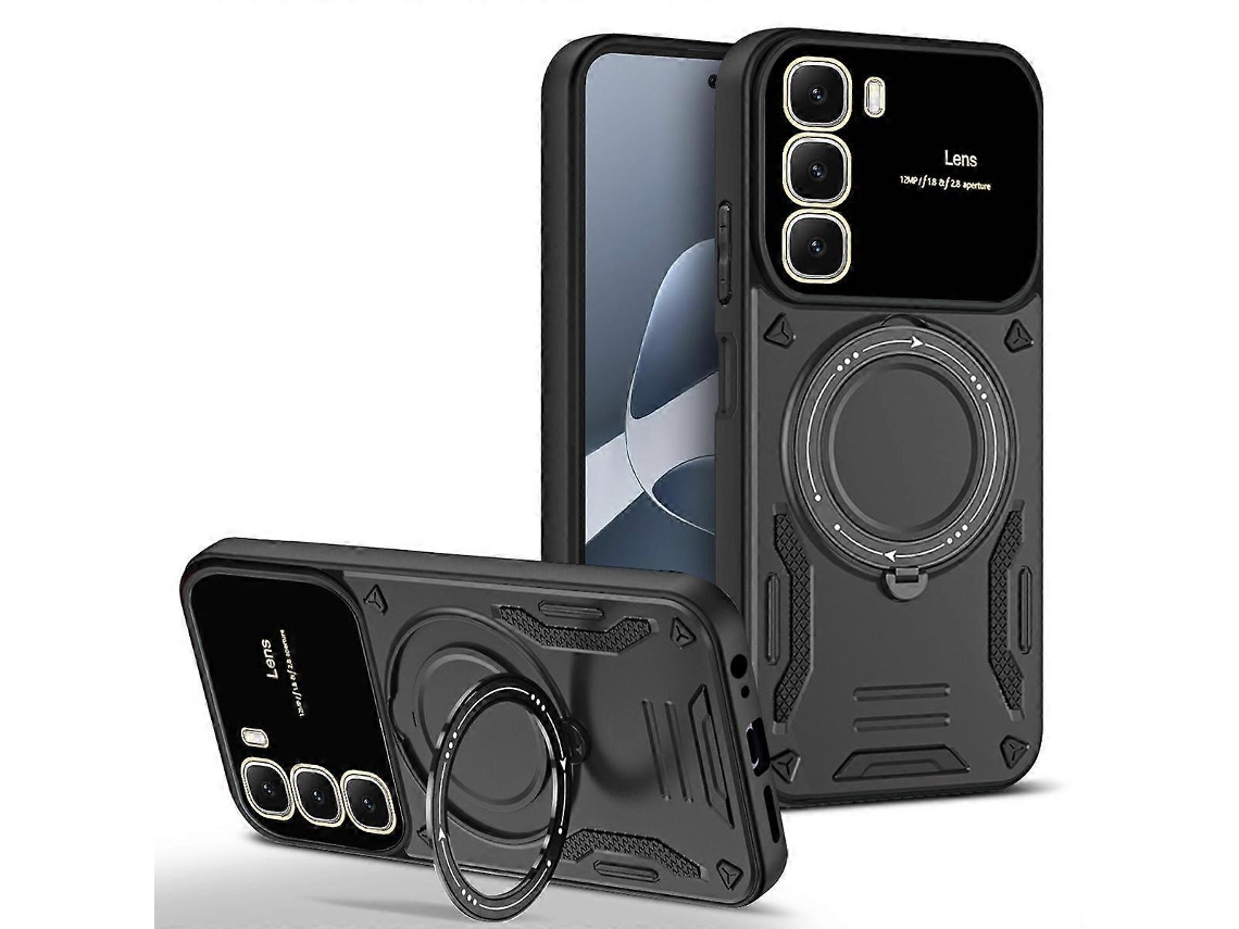 Capa Para Celular Com Suporte Magsafe E Janela Grande Para Infinix Hot 60 5g / 60i 4g