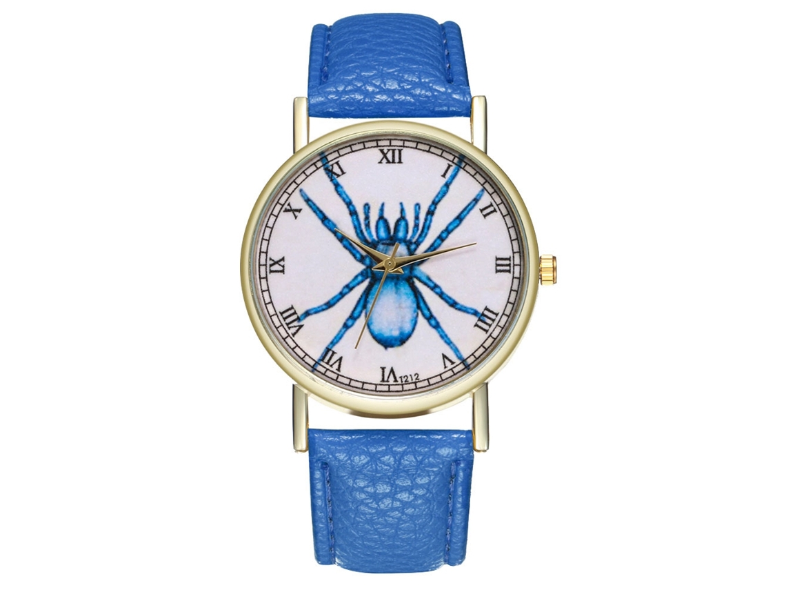 Reloj De Cuarzo Unisex Con Patrón De Insectos Moda Casual Regalo Azul Real