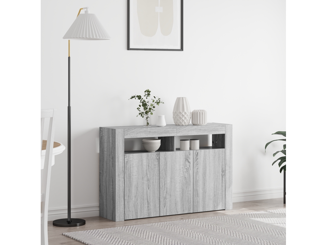 Aparador de madera de ingeniería gris Sonoma de 116 x 30 x 75 cm